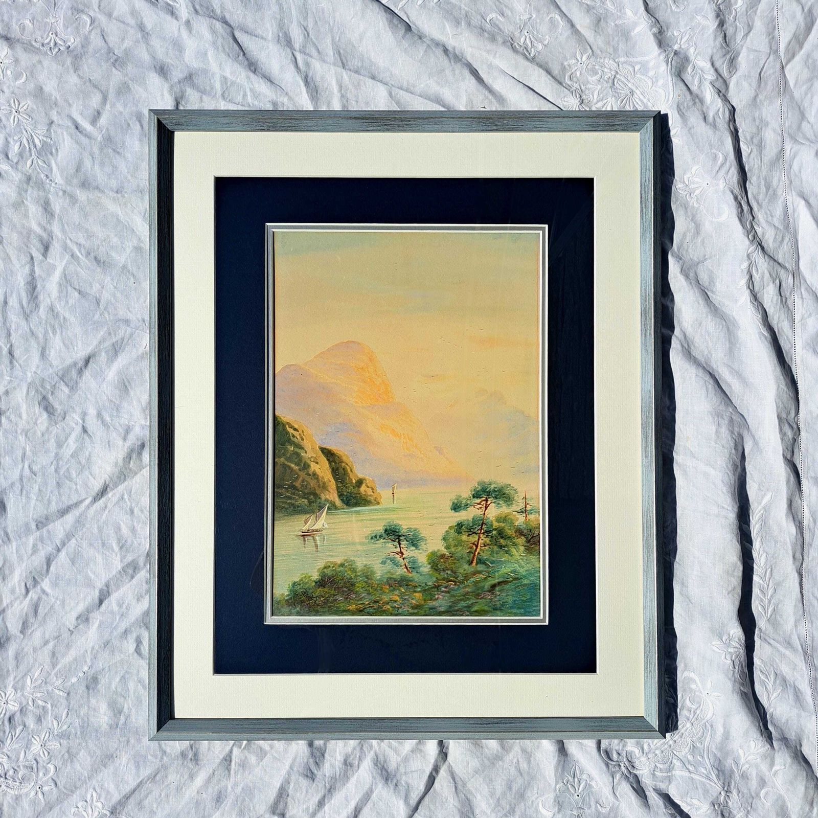 photo furniture Antique 19th C Watercolour | Italian Lake Landscape | Att. Charles Rowbotham |  Framed