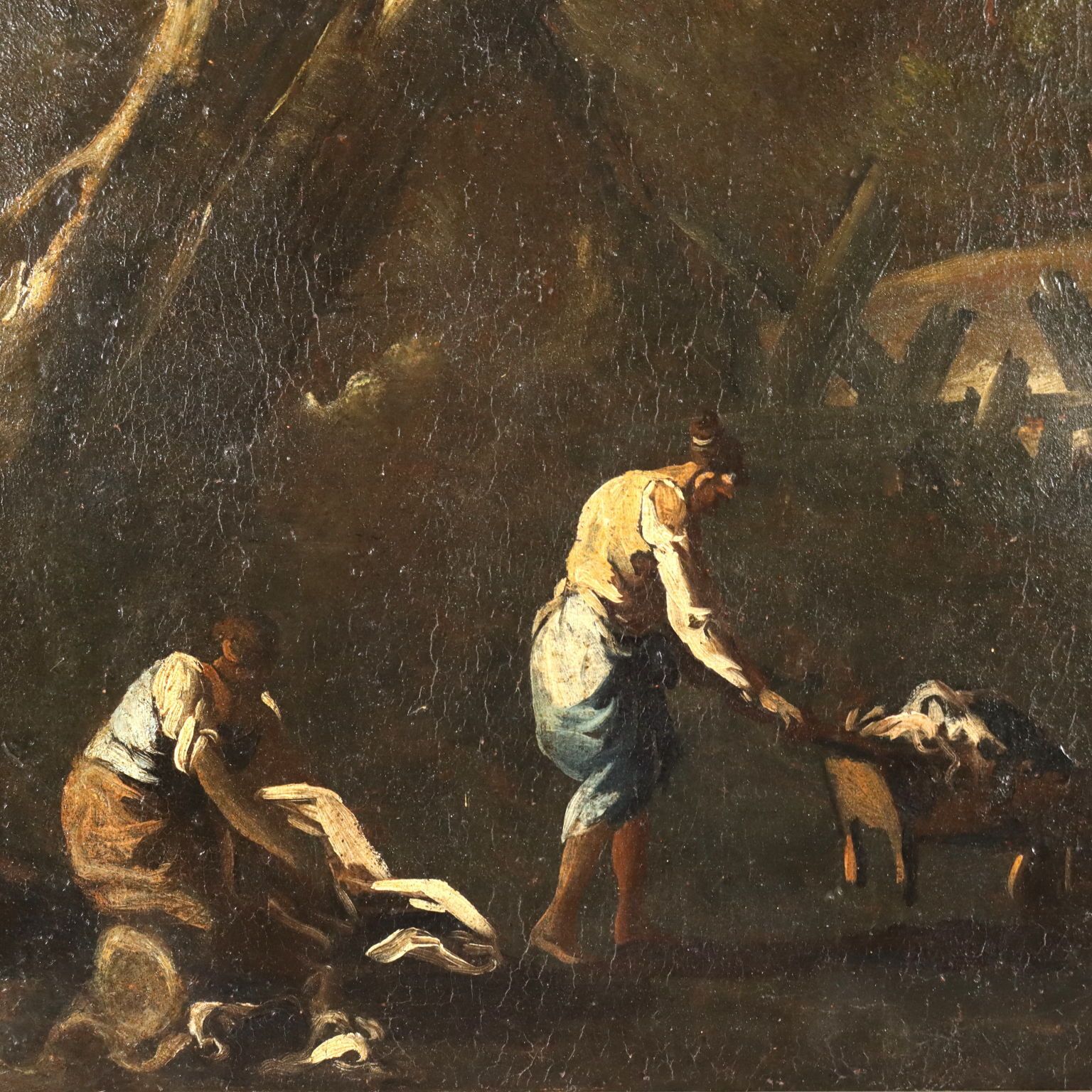 Landscape With River And Figures Oil On Canvas Italy XVIII Century photo Art