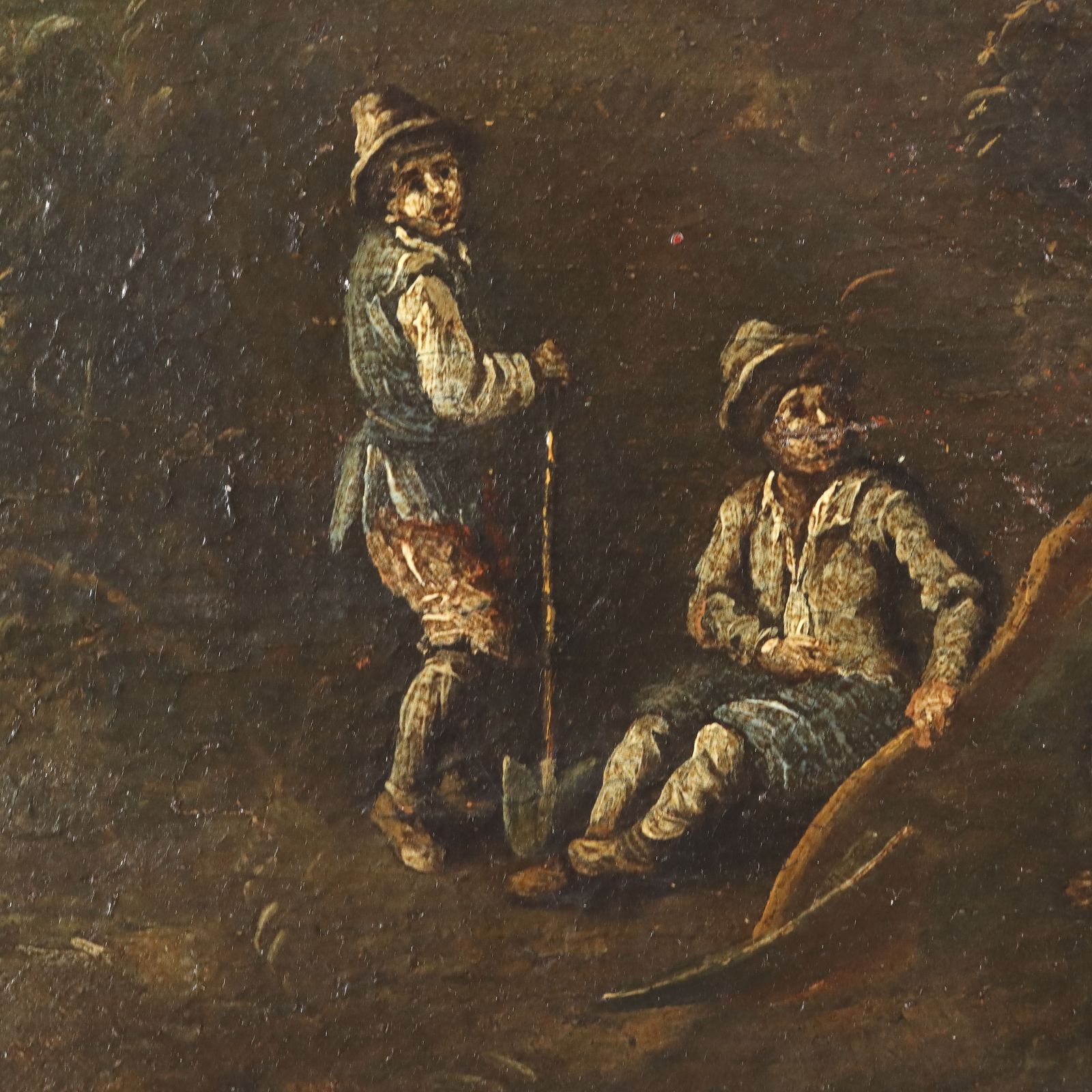 Landscape With Figures And Herd Antique Painting XVIII Century photo 3190.0
