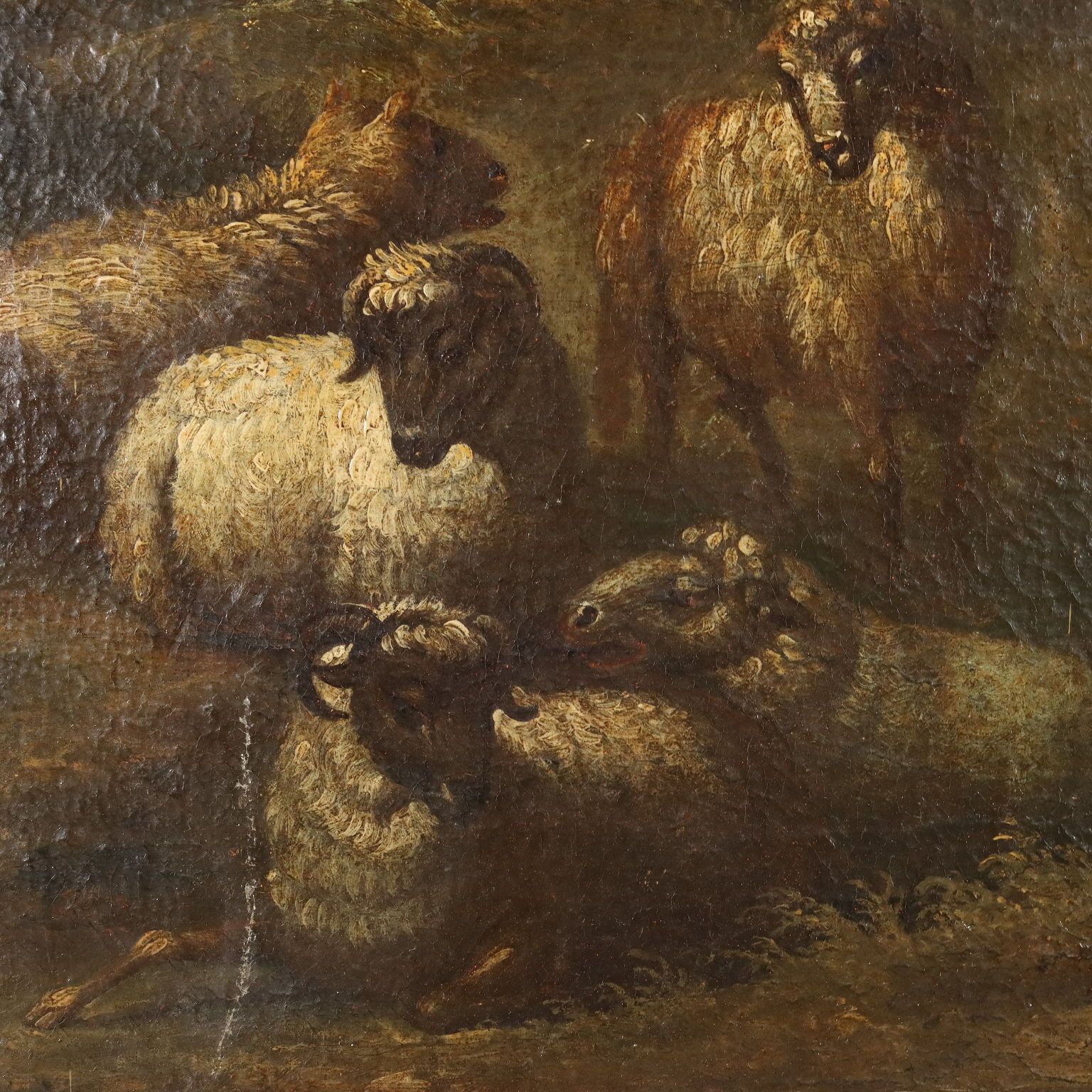 Landscape With Shepherd And Sheep Oil On Canvas XVIII Century photo Art