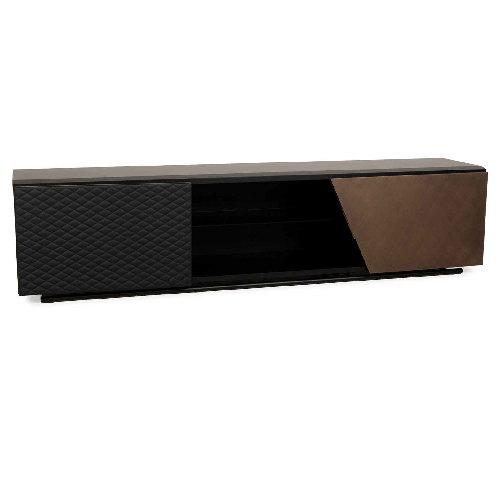 Cattelan Italia Wooden Sideboard Black Brown Leather