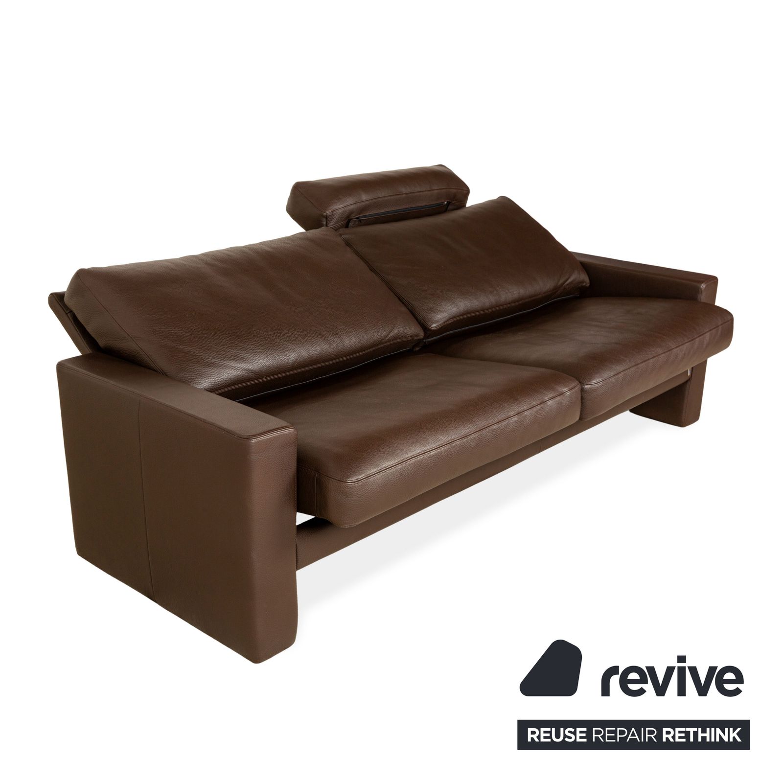 photo furniture Canapé 3 places Erpo CL 100 en cuir marron, fonction manuelle avec appuie-tête