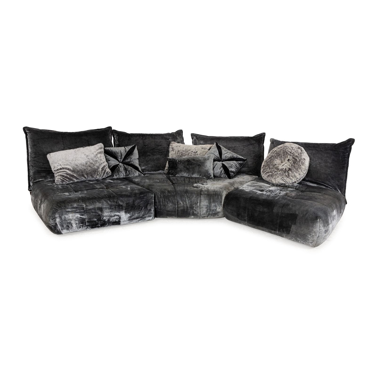 Canapé d'angle Bretz Matilda en tissu gris argenté