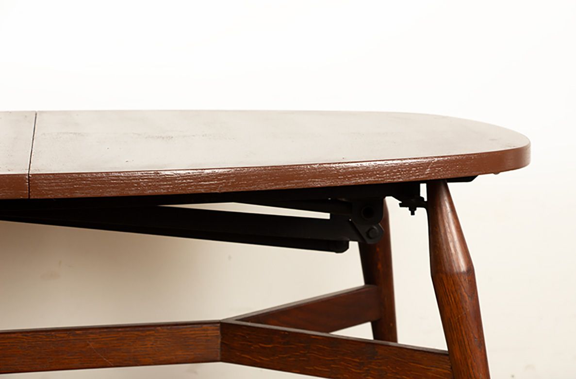Table danoise haute et basse en teck et bois laqué brun, modèle Smørrebrød, 1960. photo for sale