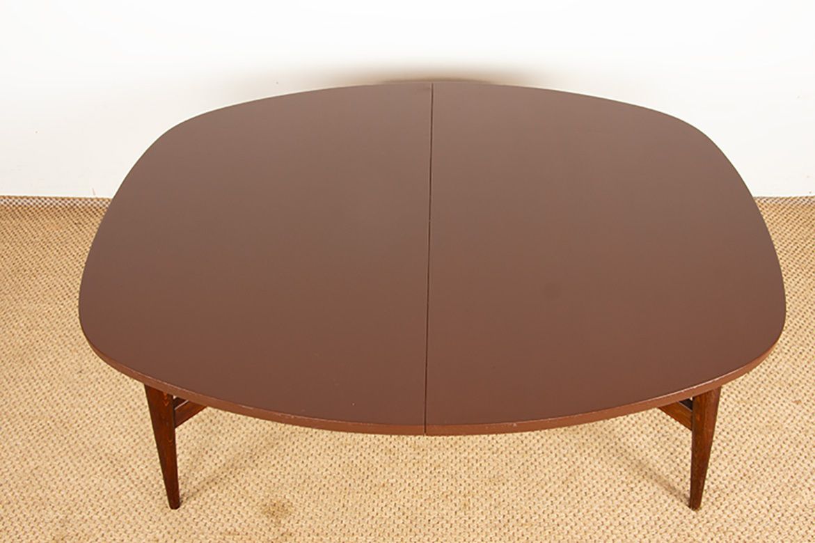 Table danoise haute et basse en teck et bois laqué brun, modèle Smørrebrød, 1960. photo 1500.0