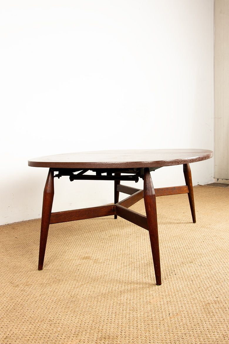 1500.0 Table danoise haute et basse en teck et bois laqué brun, modèle Smørrebrød, 1960. photo