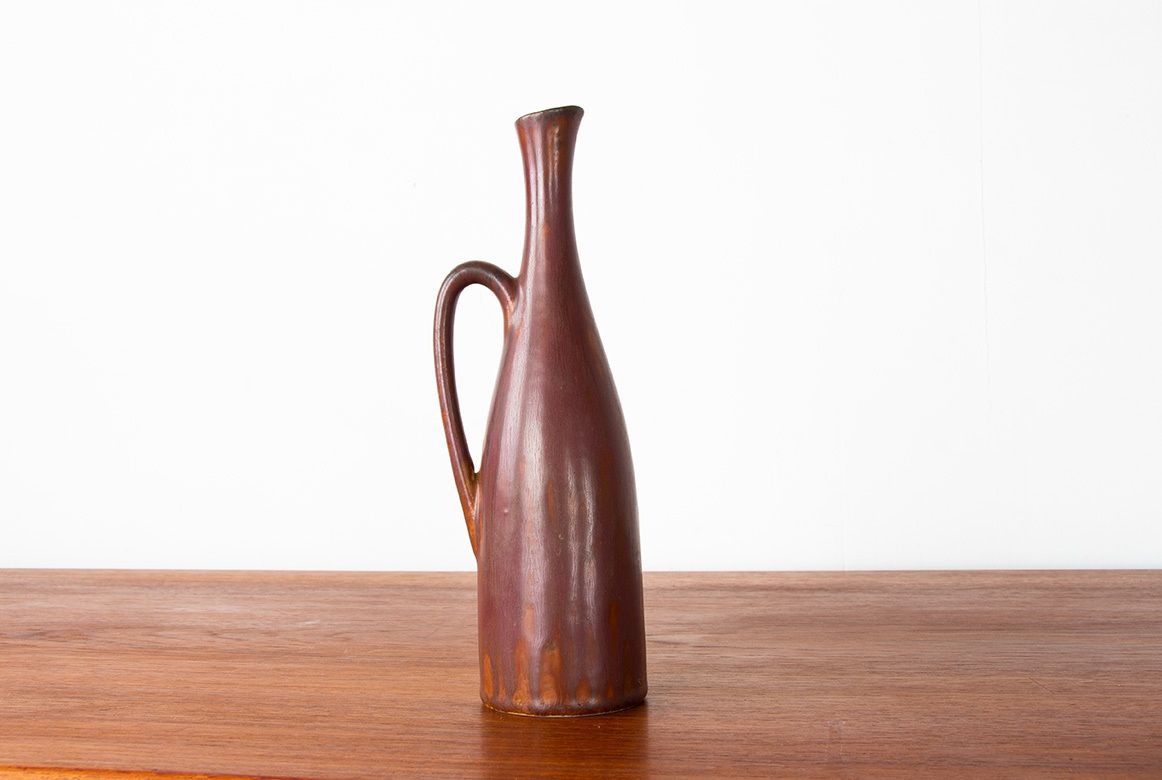 Brown Glazed Ceramic Vase By Gunnar Nylund For Rörstrand Sweden 1960. photo furniture