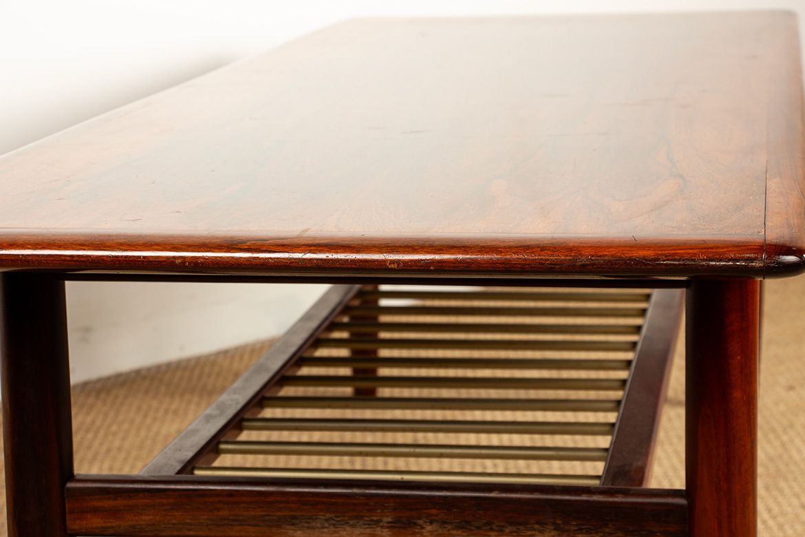 photo vinterior Rosewood And Metal Tube Coffee Table, On Two Levels, Denmark 1960s.