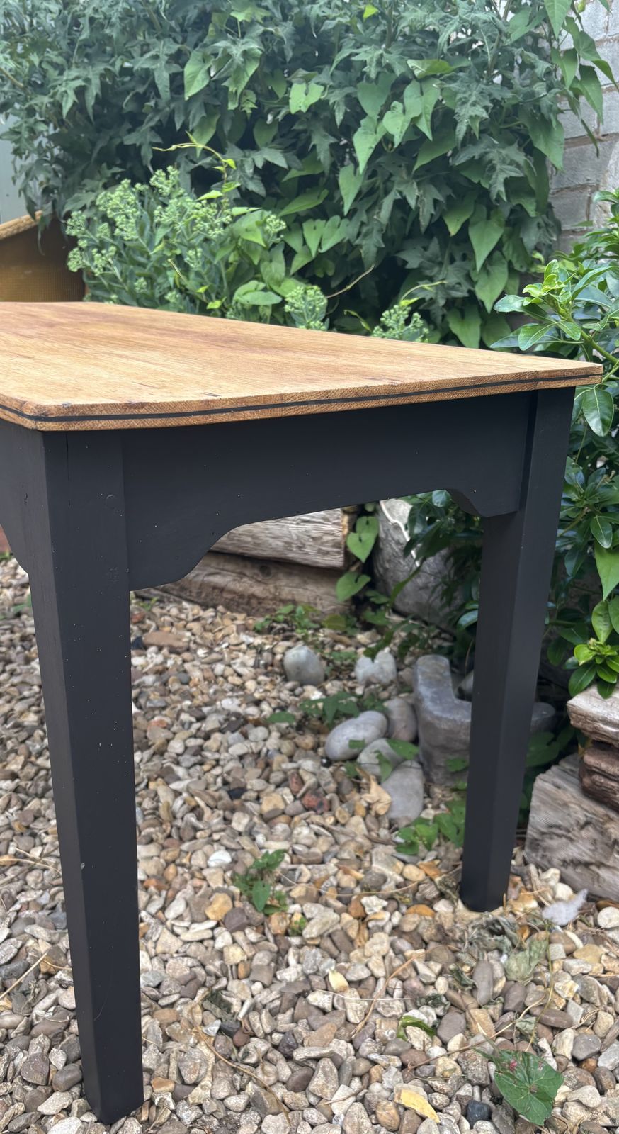 Vintage Oak School Table Restyled Waxed With Matt Black Legs photo vintage