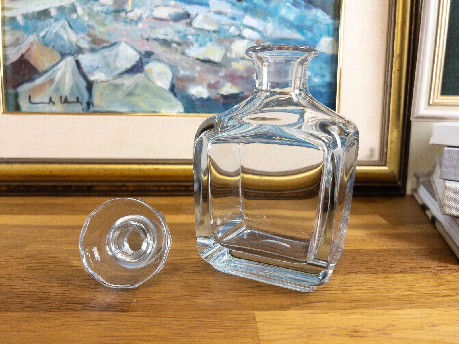 Strombergshyttan Crystal Decanter   Ice Blue Swedish Liquor Decanter   Signed Mid Century Luxurious Decanter photo for sale