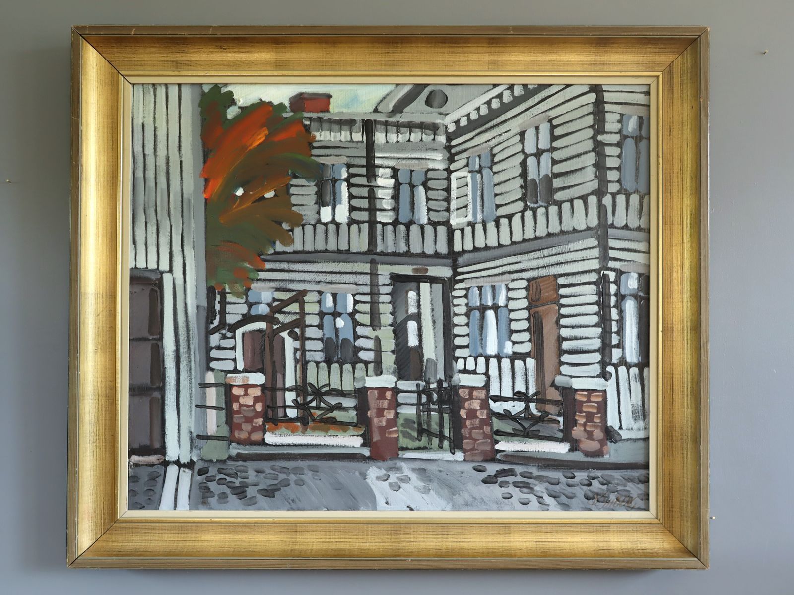 Street Scenes Facade In Focus , Oil Painting