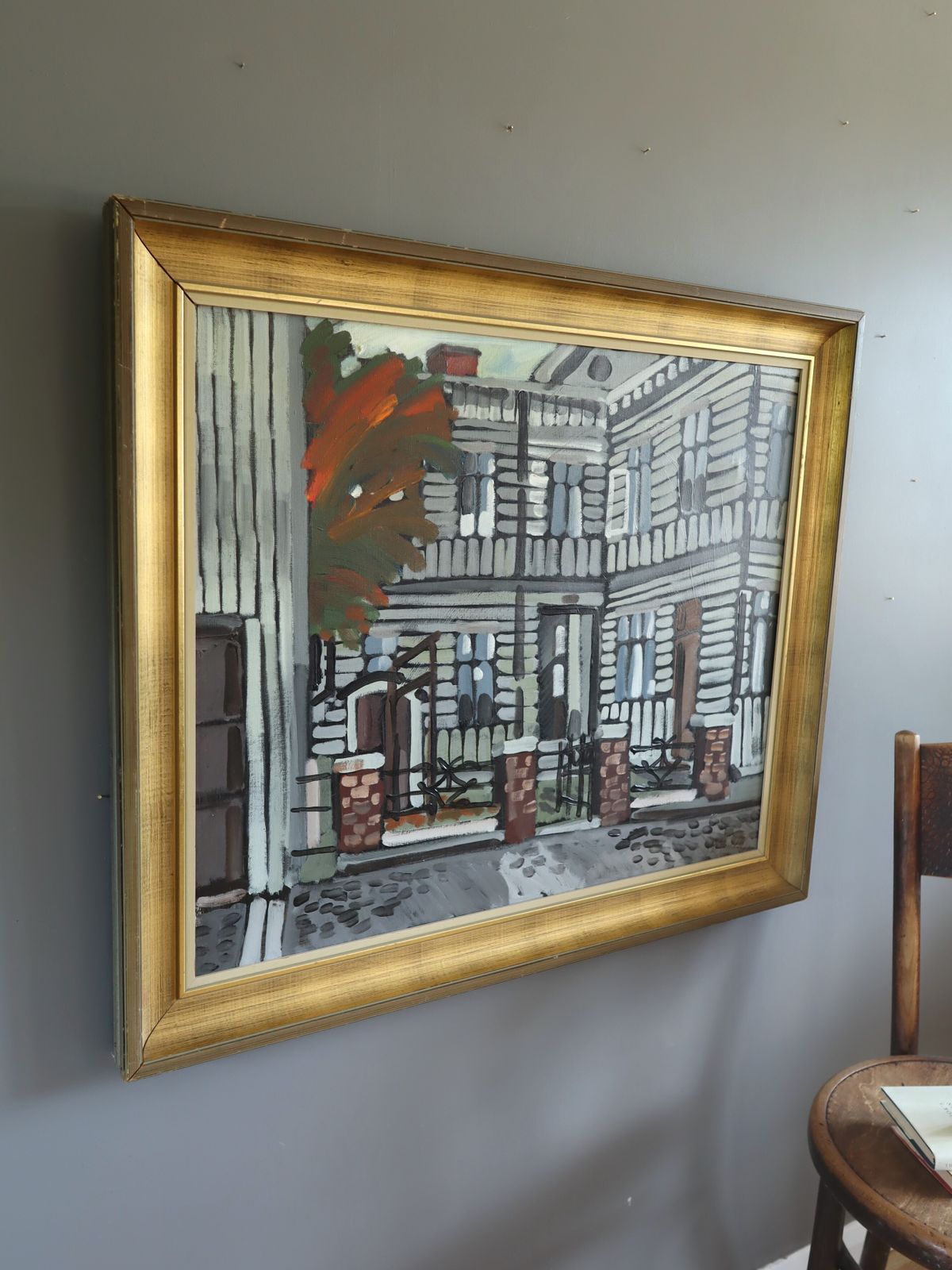 Street Scenes Facade In Focus , Oil Painting photo for sale