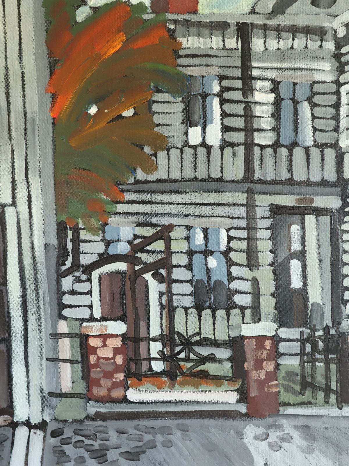 Street Scenes Facade In Focus , Oil Painting photo vintage