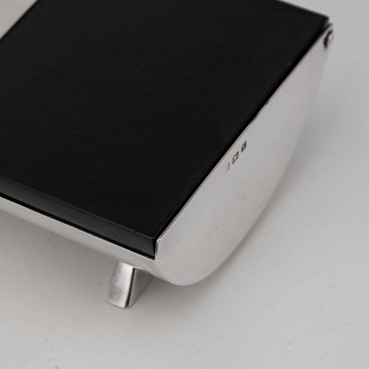 Antique 20thc English Art Deco Solid Silver & Lacquer Cigarette Box C.1920 photo vintage