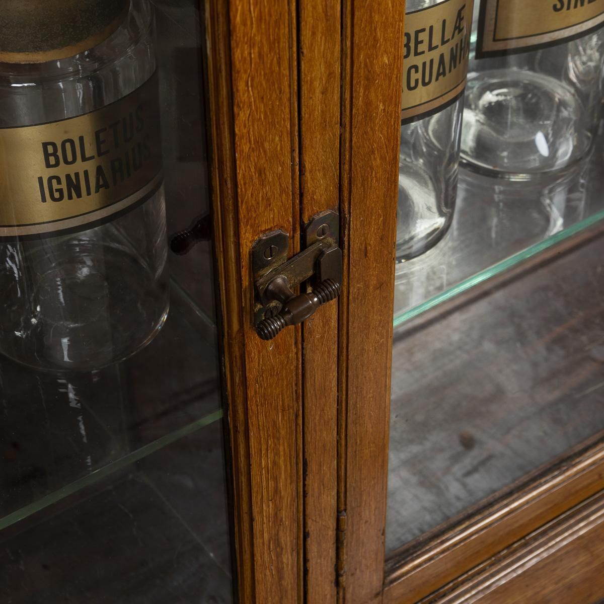 5498.0 Antique 20th Century French Scumbled Pine & Glass Pharmacy Cabinet C.1900 photo