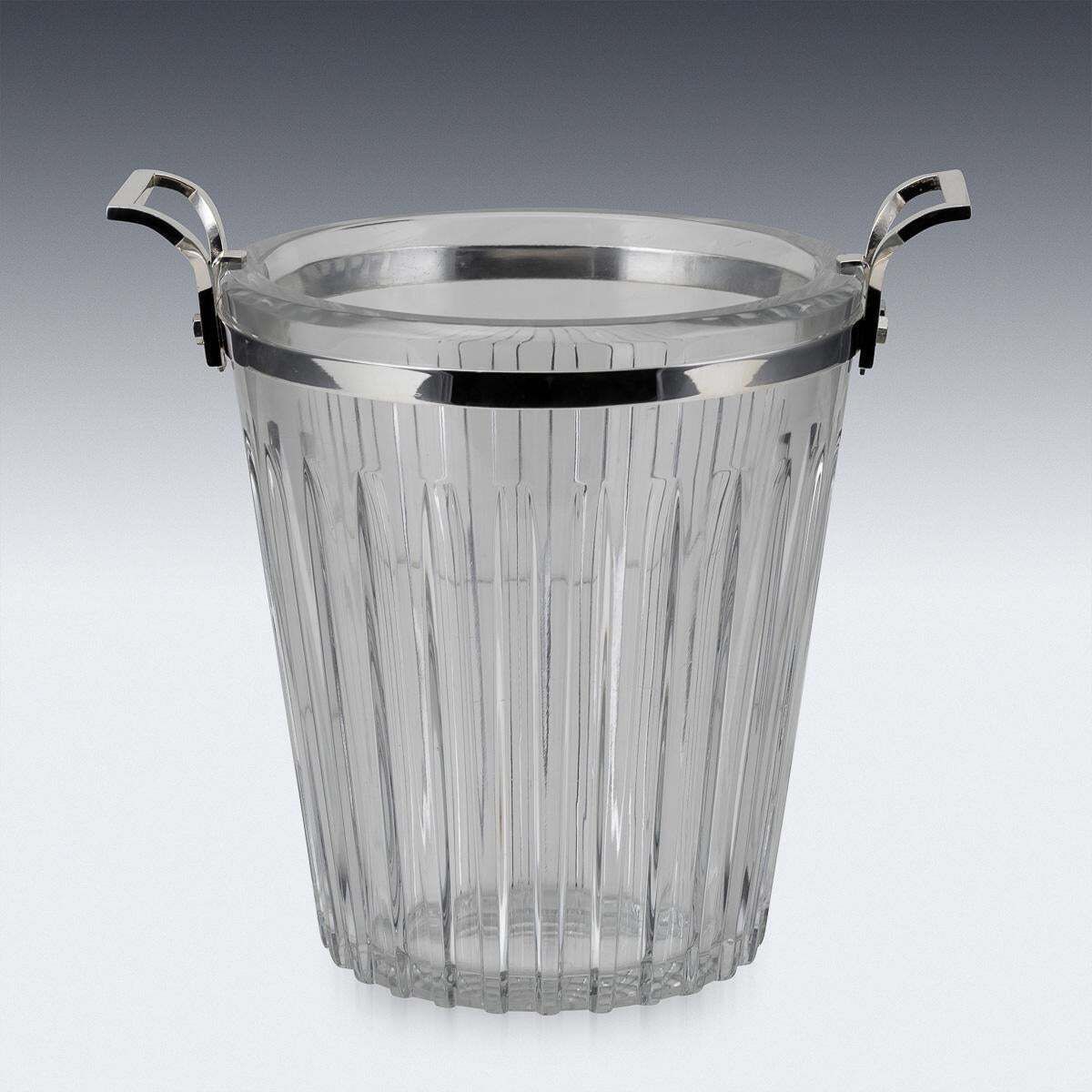 Stunning 20th Century French Silver Plated & Baccarat Glass Wine Cooler C.1960 photo for sale