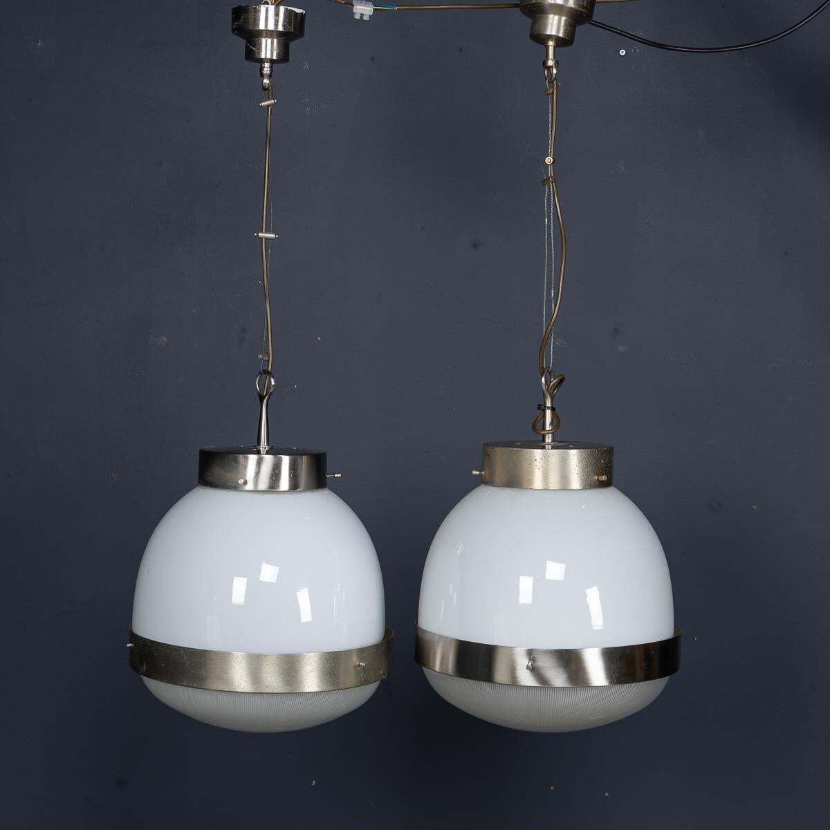 20thc Italian Pair Of "Delta" Opaline Pendant Lights By Sergio Mazza C.1960 photo furniture