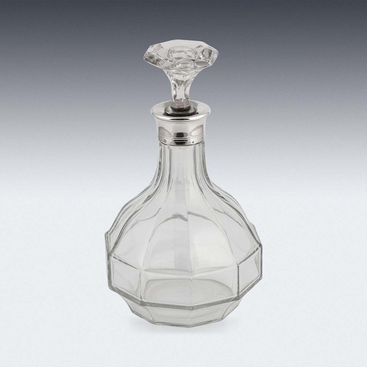 Stunning 20th Century French Solid Silver & Cut Glass Decanter photo for sale