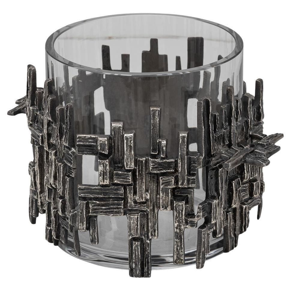 Vintage 20th Century Silver Plated Brutalist Style Ice Bucket C.1960