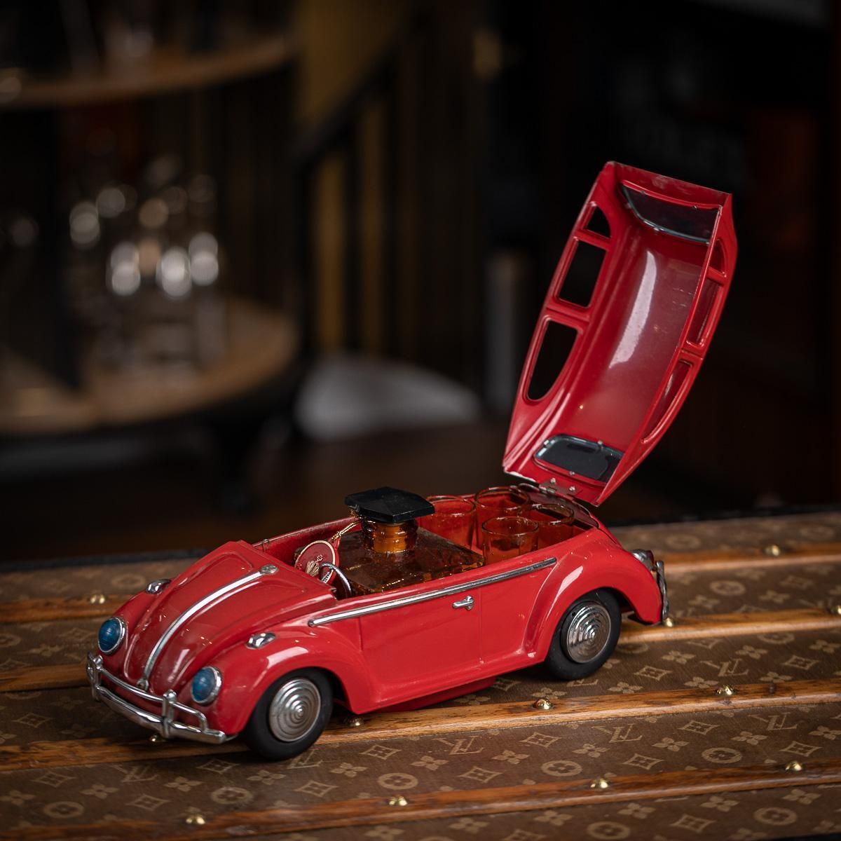 20thc Novelty Volkswagen Beetle Model With Hidden Decanter & Shot Glasses C.1950 photo for sale