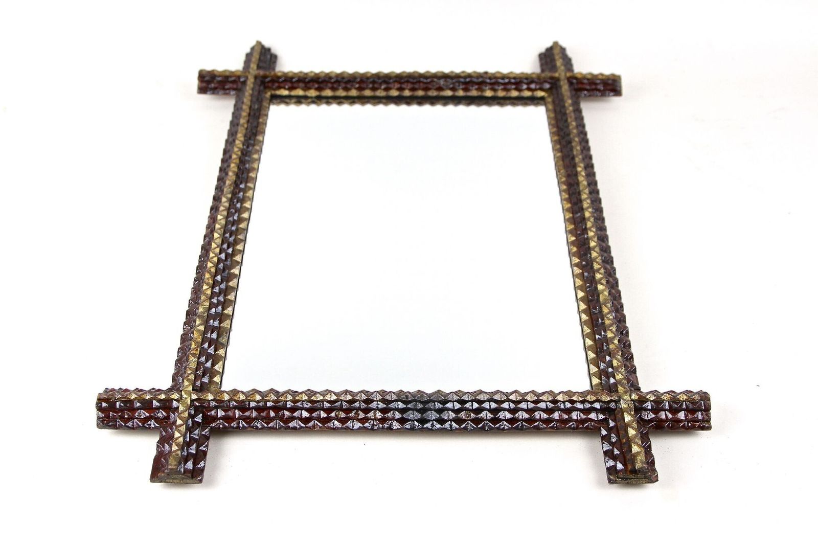 photo furniture Rustic Tramp Art Wall Mirror   Handcarved, Late 19th Century, Austria Ca. 1880