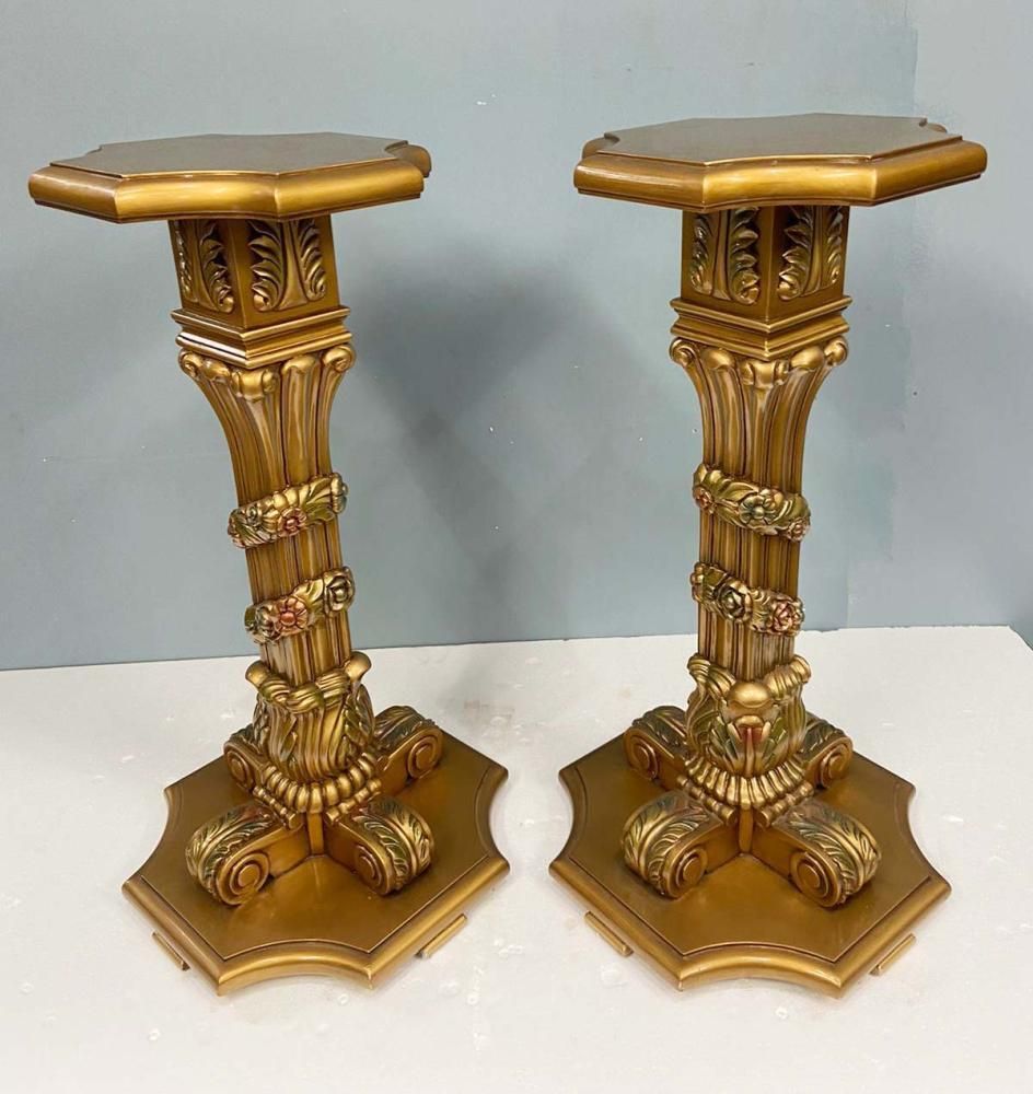1275.0 Pair French Gilt Pedestal Stands Neo Classical Baroque photo