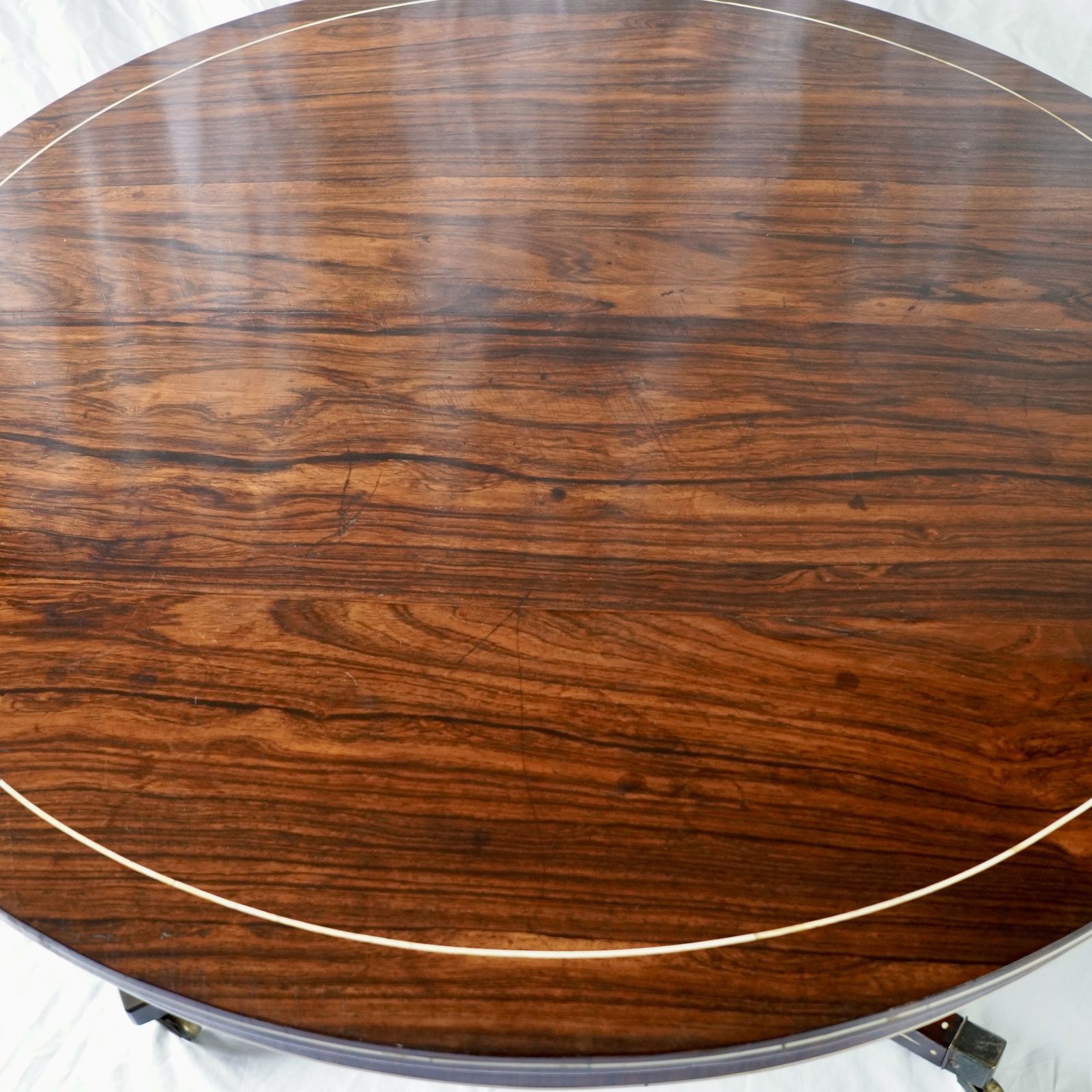 Fine Regency Rosewood And Ivory Inlaid Circular Tilt Top Centre Table photo buy