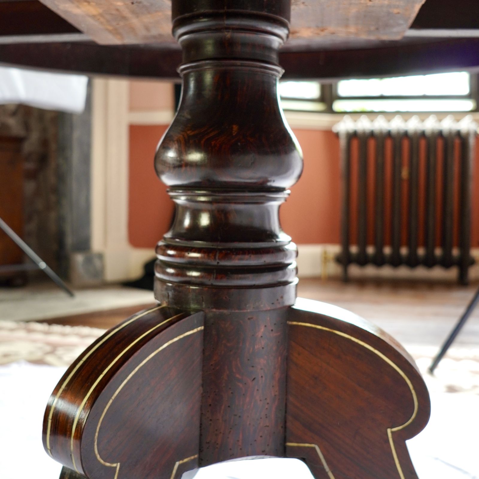 photo for sale Fine Regency Rosewood And Ivory Inlaid Circular Tilt Top Centre Table