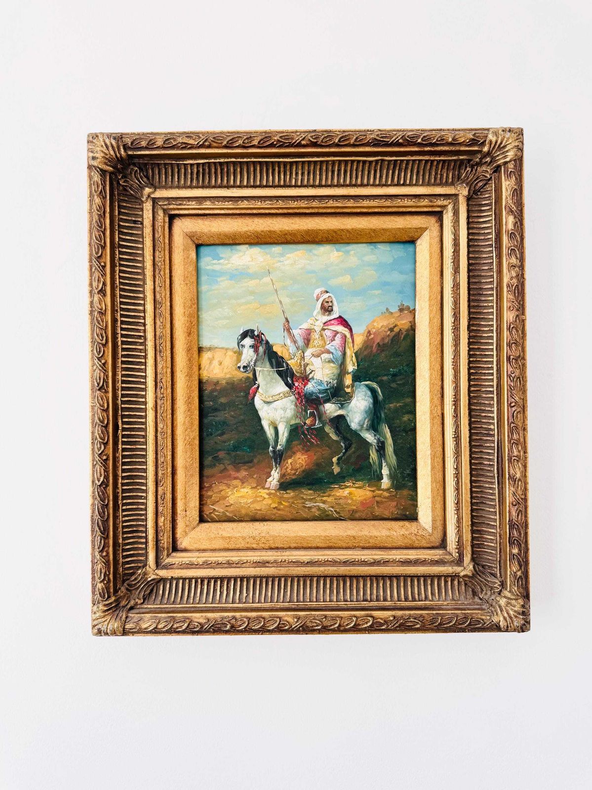 Arab On A Horse Oil Painting, Wall Decor, Original Oil Painting, Arabian Painting