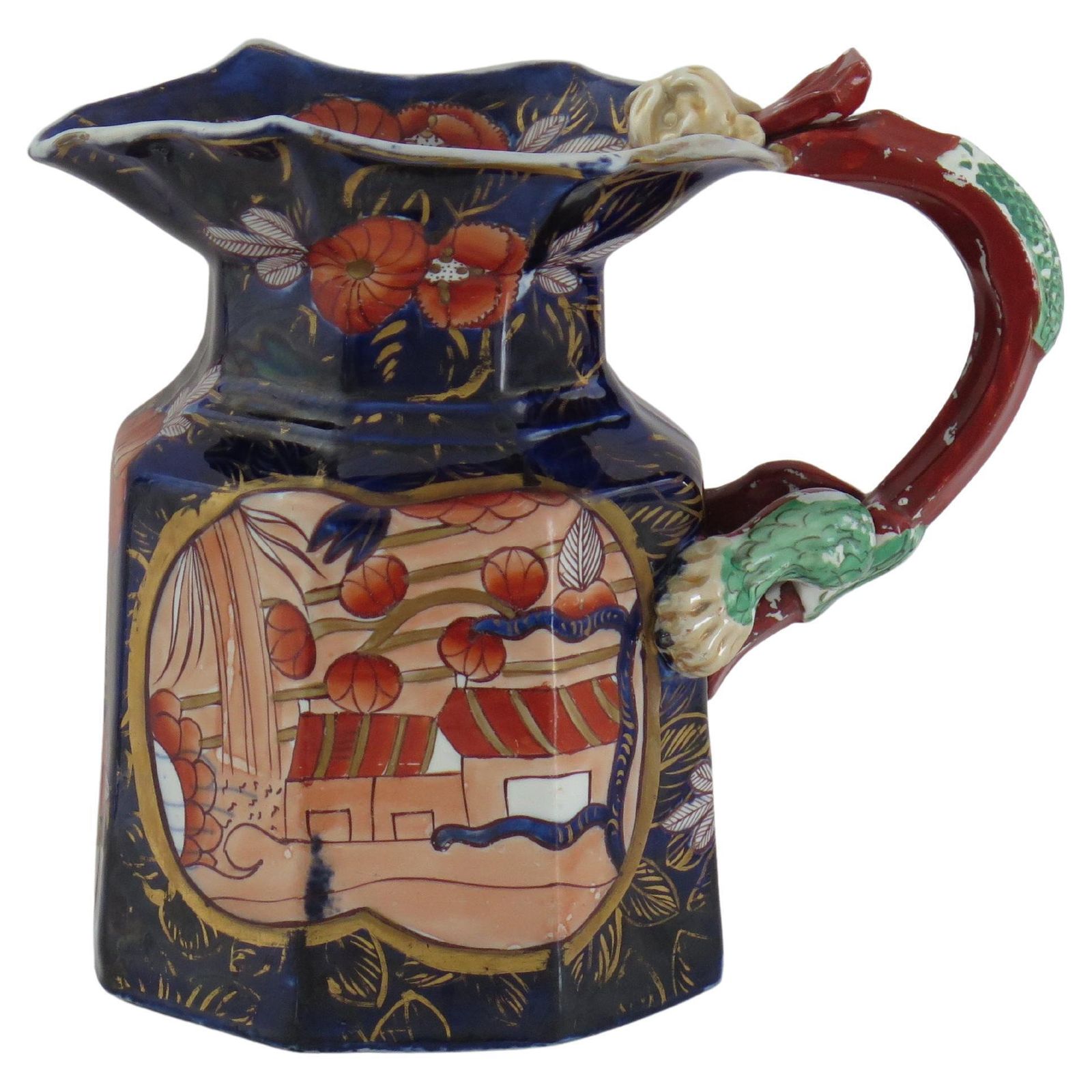 Georgian Masons Ironstone Large Jug Or Pitcher In School House Pattern, Ca 1818