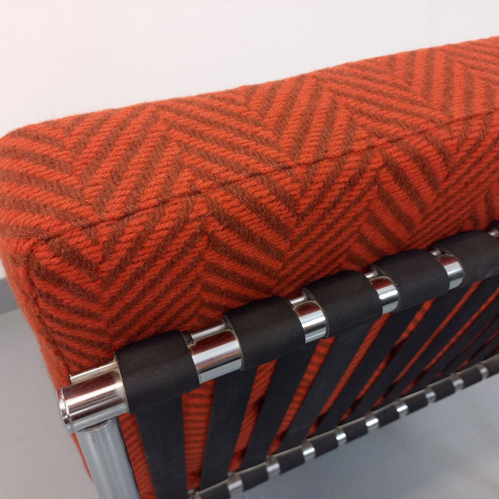 Modernist Armchair In Chromed Metal And Wool Fabric photo buy