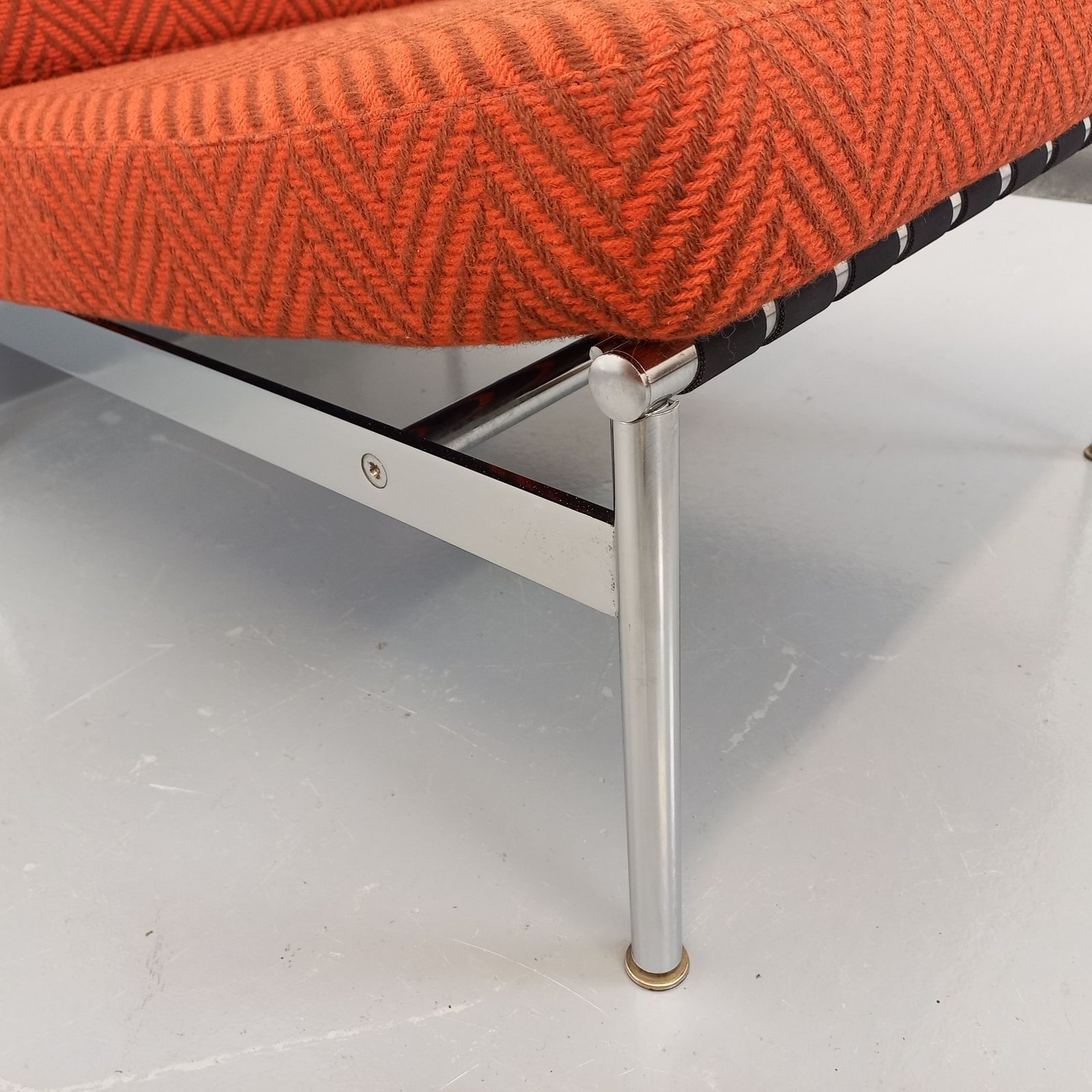 photo for sale Modernist Armchair In Chromed Metal And Wool Fabric