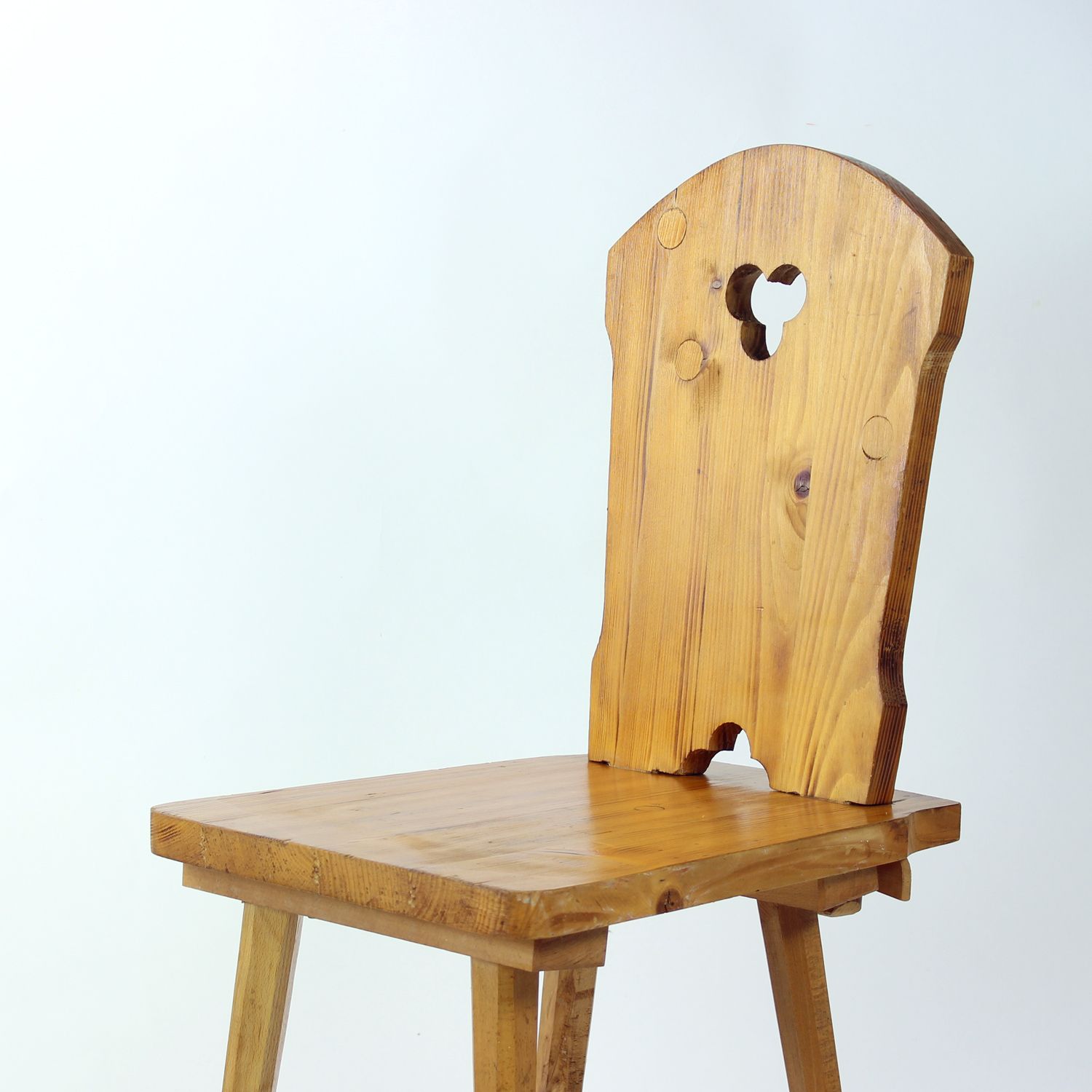 Folk Style Dining Chair In Wood, Czechoslovakia 1970s photo furniture