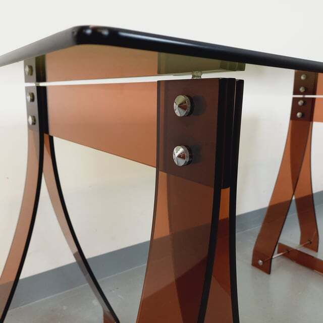 Marcello Gacita And Pierre Tiberi Desk In Smoked Glass And Plexiglass photo 1423.0