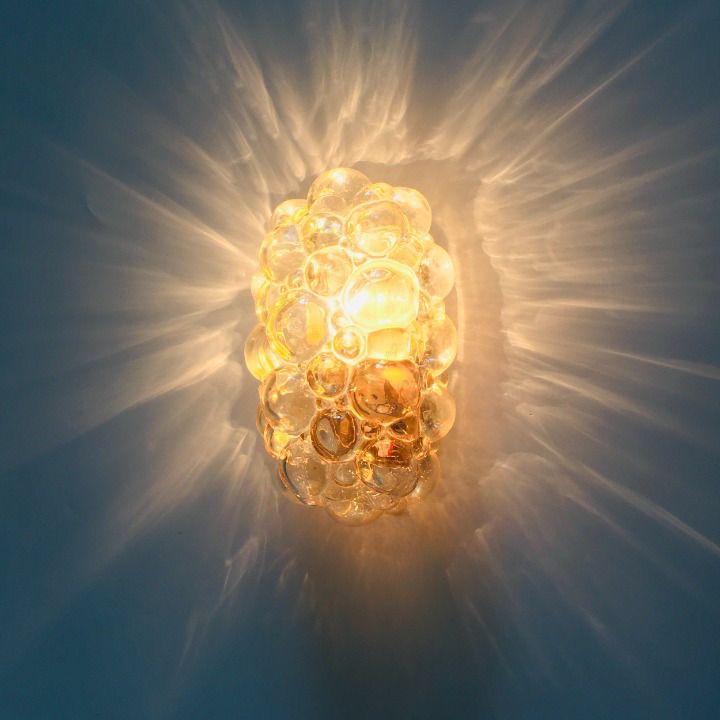 Mid Century Amber Bubble Glass Wall Light By Helena Tynell For Limburg, Germany, 1960s photo vinterior