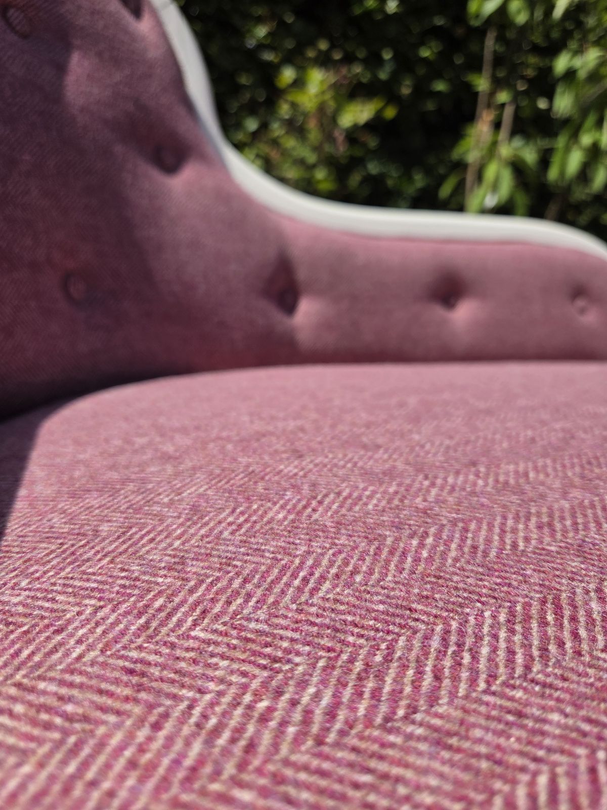 photo furniture Cream Painted Chaise Longue With Herringbone Tweed Upholstery