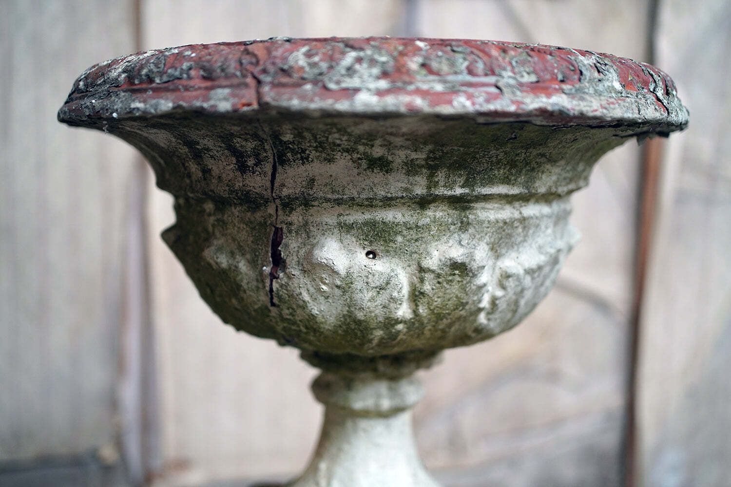 A Late 19thc Painted Stone Garden Tazza Urn On Stand C.1900 photo for sale