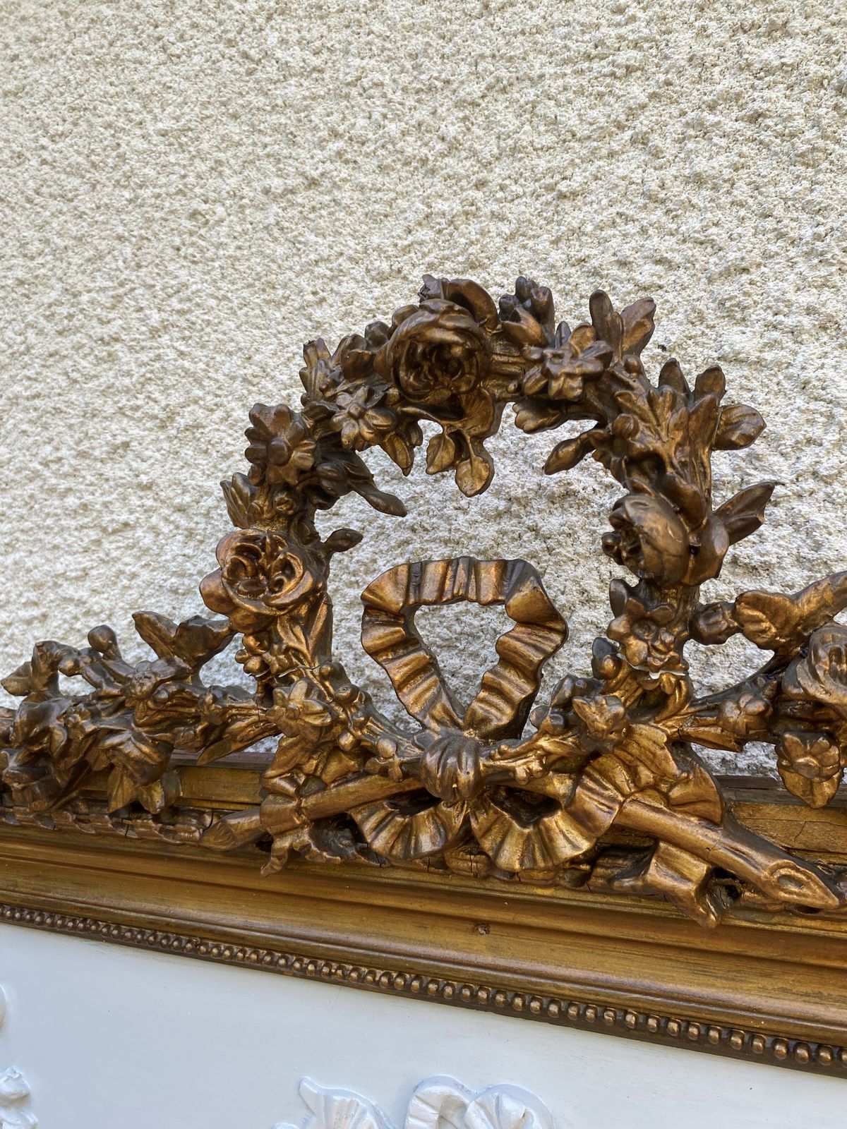 Louis XVI Style Mirror In Gilded Wood With Gold Leaf, 74x150cm photo vintage