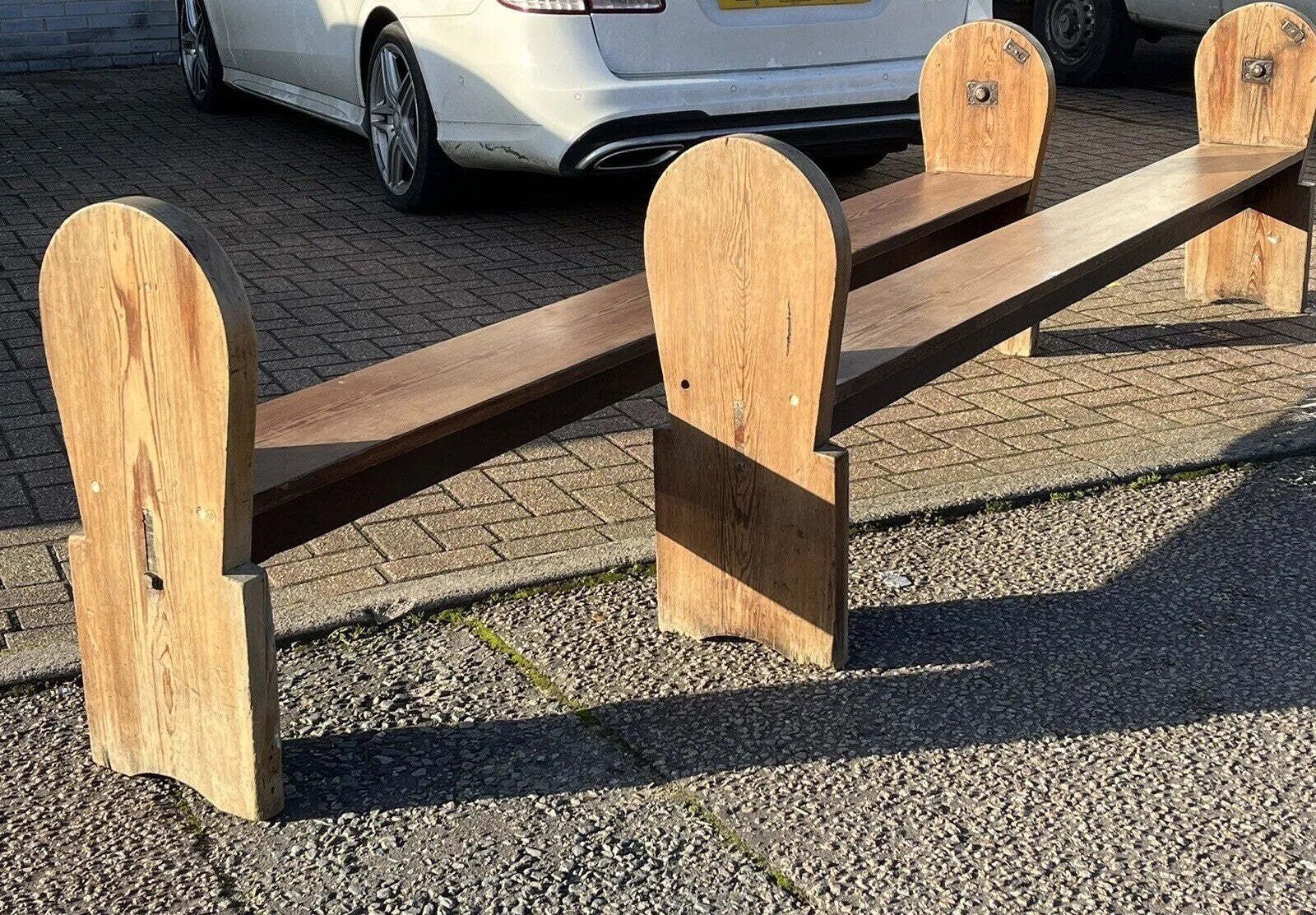 Huge Pair Of Antique Pine Benches :  260 Cms In Length. Interior Designer Pieces photo vinterior