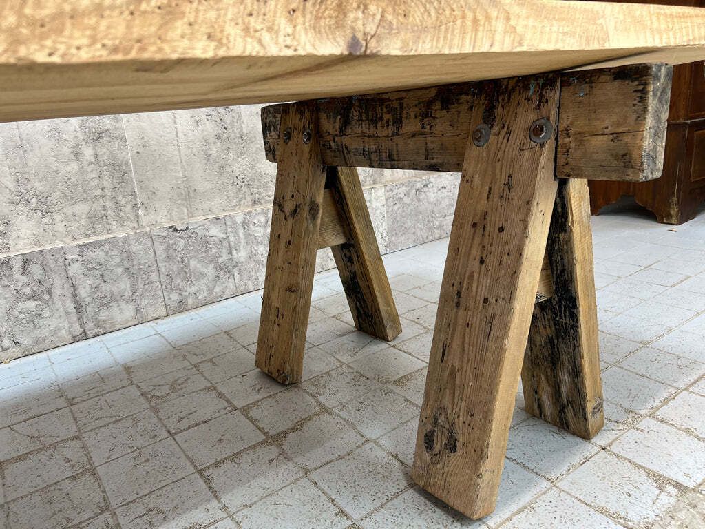 285cm Solid Pine Trestle Dining Table photo for sale