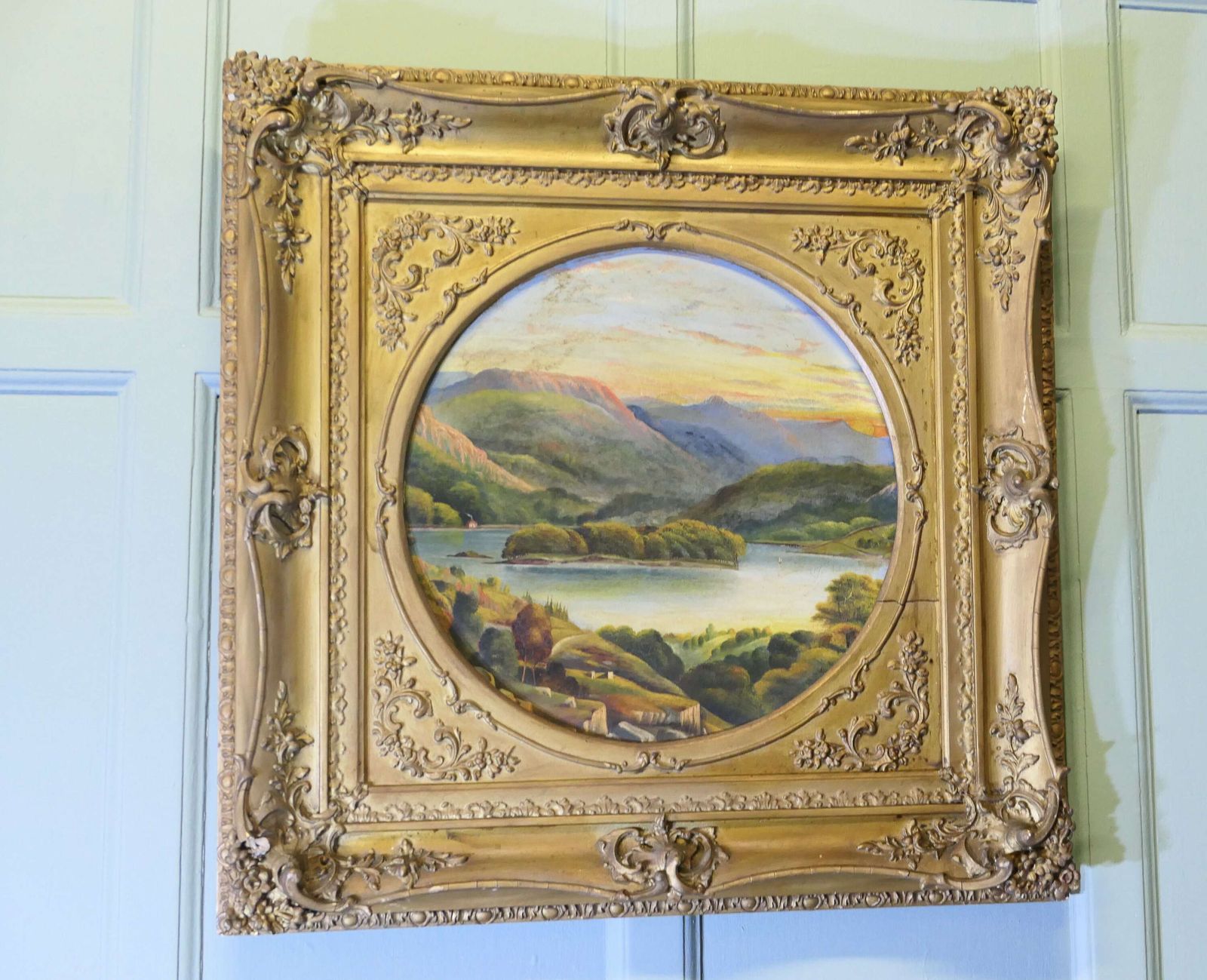 Unsigned Victorian Landscape In A Large Square Frame photo buy
