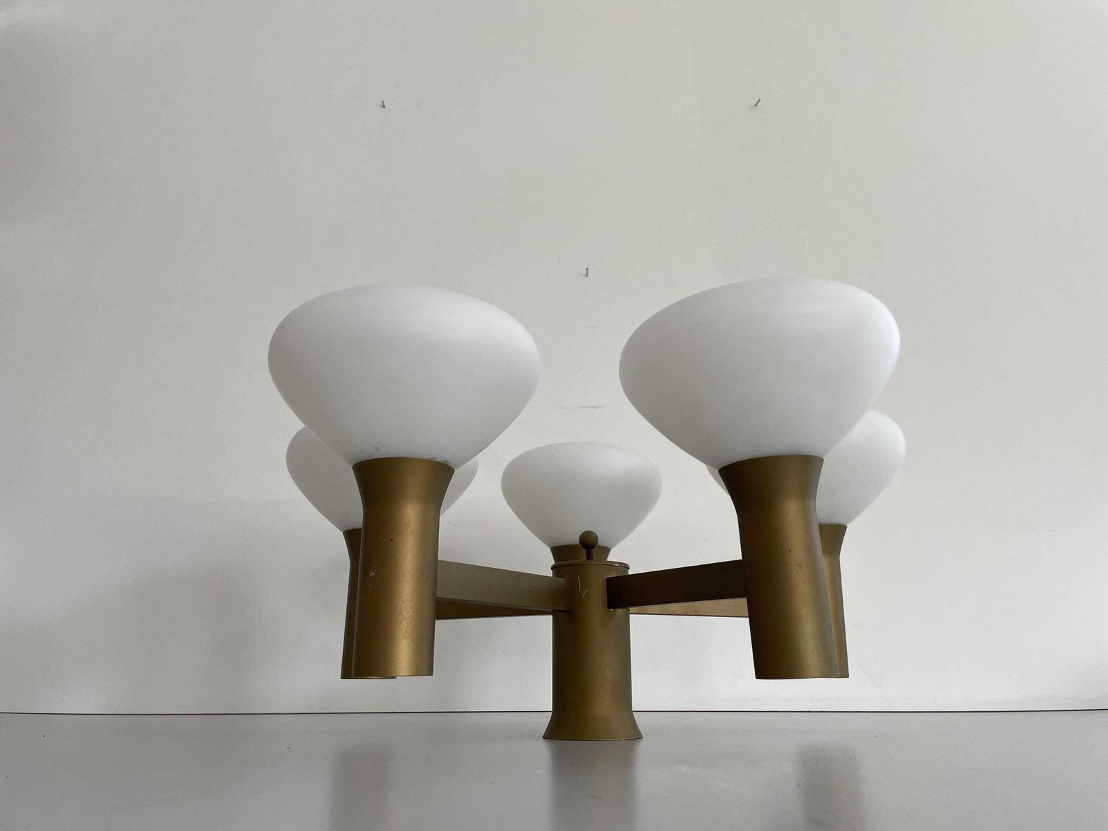 5 Ball Glass And Metal Body Atomic Flush Mount Light, 1960s, Germany