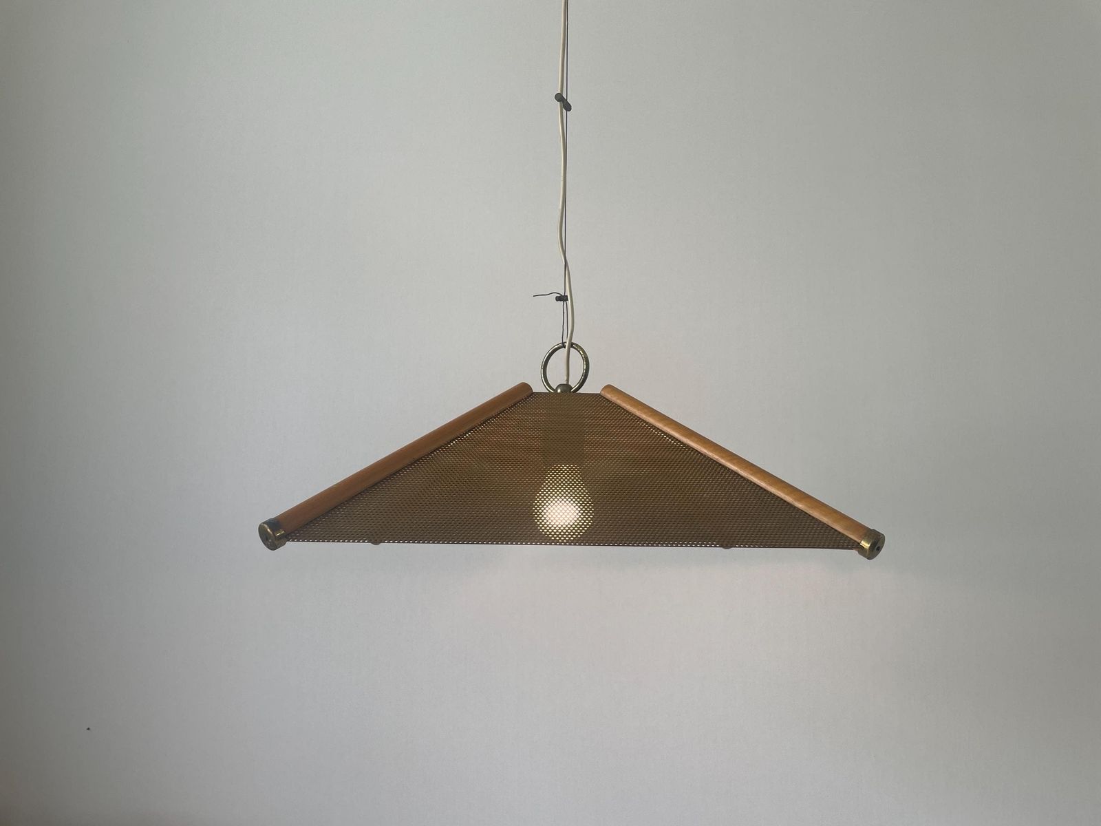4 Leaves Wood Lines And Metal Body Pendant Lamp, 1960s, Italy