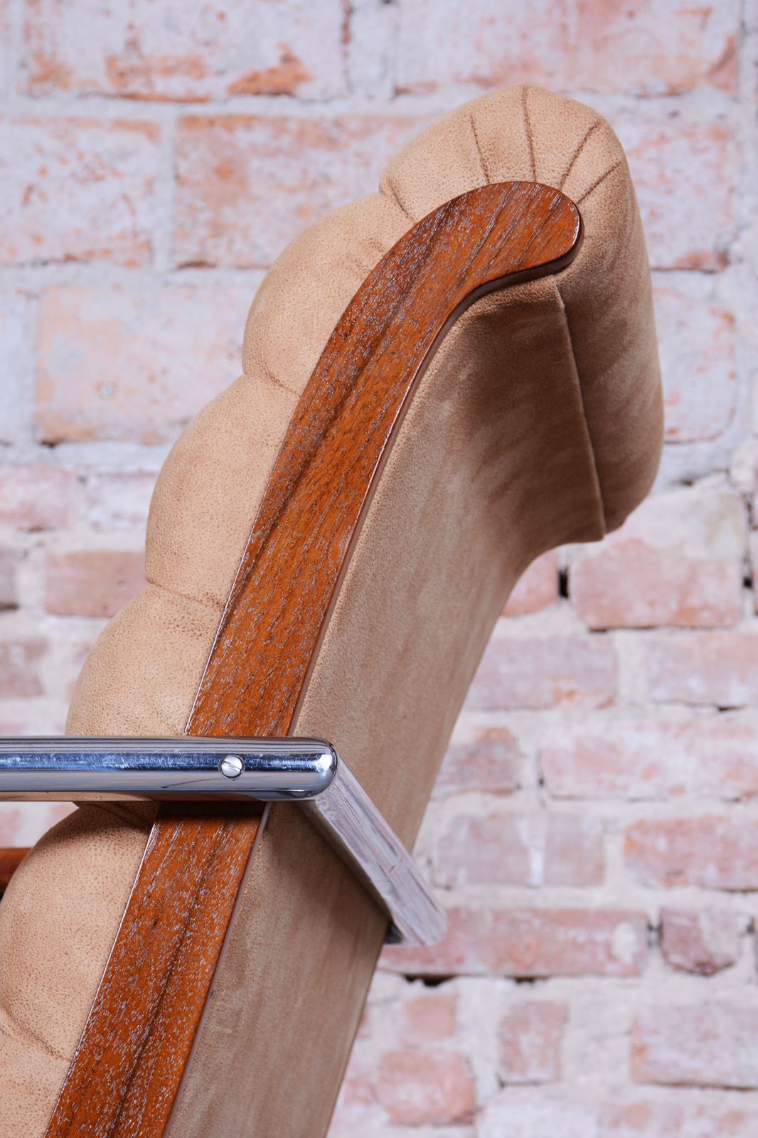 photo furniture Restored Bauhaus Armchair, By R. Slezak, Model K32, Beech, Chrome, Czech, 1930s