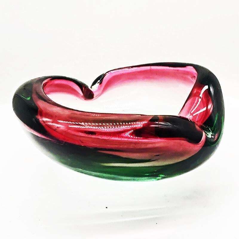 1960s Pink And Green Ashtray Or Catch All In Murano Glass. Made In Italy. photo 161.0