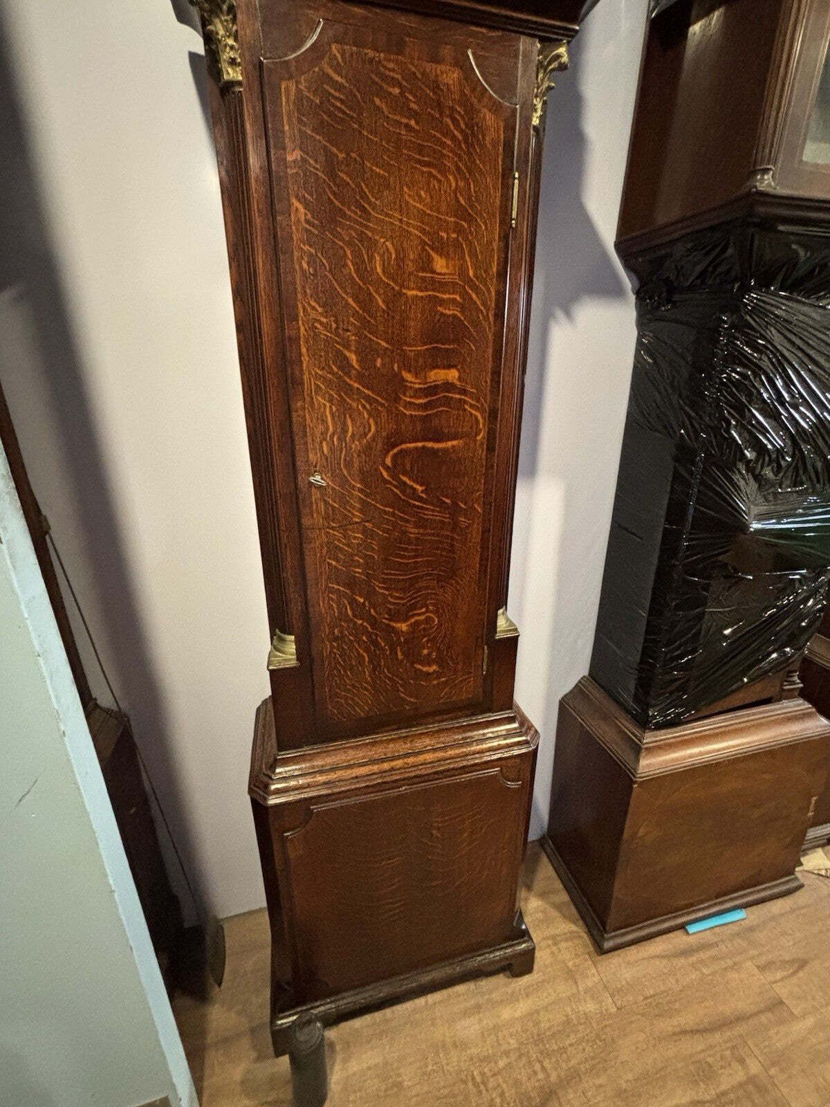 photo vinterior Birmingham, W Nicholas Georgian 8 Day Painted Face, Oak Longcase Clock.
