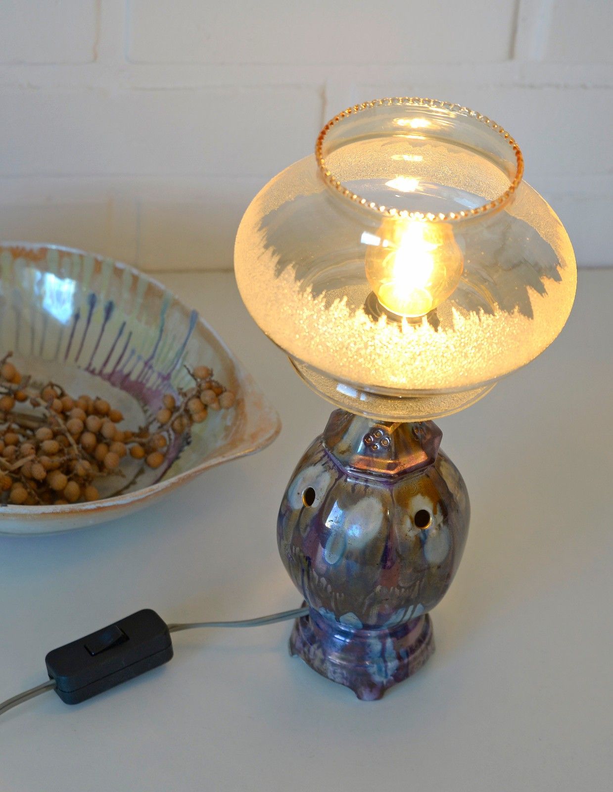 Handmade Vintage Ceramic Porcelain Table Lamp / Made In Yugoslavia In The 1960's photo for sale