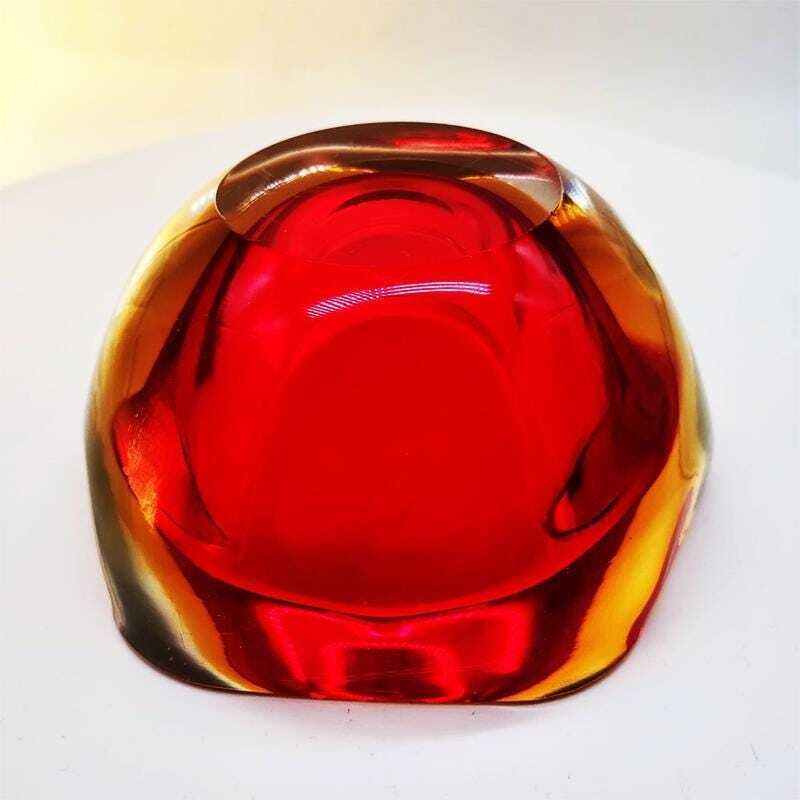 1960s Big Stunning Geode   Ashtray In Murano Glass By Flavio Poli For Seguso. Made In Italy photo vinterior