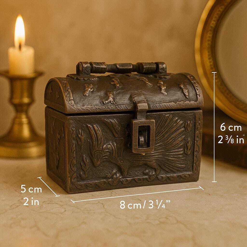 Rare Antique Small 19th Century Bronze Box, Medieval Style, Gift For Her