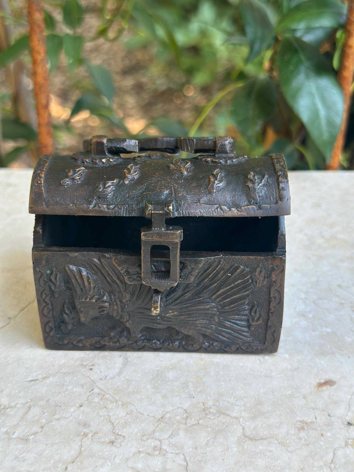 Rare Antique Small 19th Century Bronze Box, Medieval Style, Gift For Her photo for sale